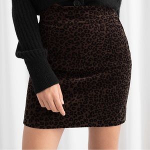 & other stories leopard printed corduroy high wasted mini skirt NWOT